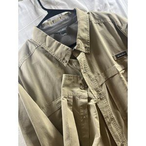 Eddie Bauer Outdoor Long Sleeve Button Up Polyester, Tan In Color‎ Size 2xl